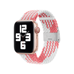 Apple Watch (42/44/SE/45mm & Ultra) - Deluxe™ Woven Flettet Loop Rem - Pink/Hvid