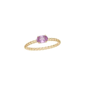 Carré Ring 10K Guld Pink Safir