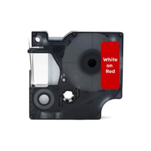 Dymo 45027 Hvid på rød standardtape 12mm x 7m - kompatibel S0720610