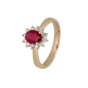 Rosét Ring 14K Guld Rubin