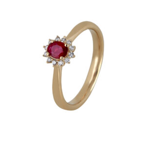 Rosét Ring 14K Guld Rubin