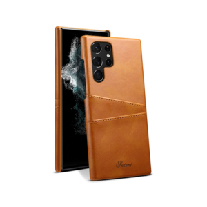 Samsung Galaxy S24 Ultra - NX Design Læder Cover M. Kortholder - Lysebrun