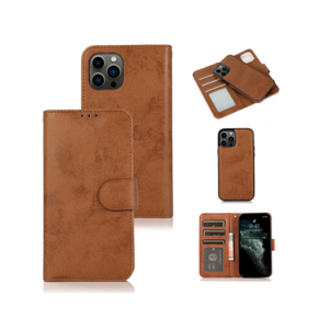 iPhone 11 Pro Max - Vintage 2-In-1 Læder Etui M. Aftageligt Cover - Brun