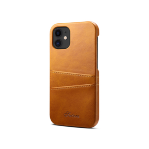 iPhone 12 Mini - NX Design Læder Cover M. Kortholder - Lysebrun