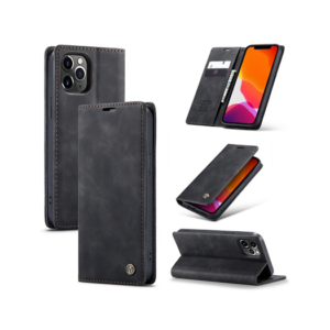 iPhone 12 Pro - CaseMe™ Noble Læder Etui / Pung - Sort