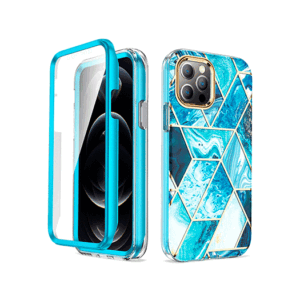 iPhone 12 Pro Max - UNIQ™ FULL 360° Marble Silikone Cover - Koboltblå