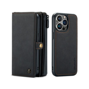 iPhone 13 Pro - CASEME™ 2-I-1 Ægte Læder Multietui M. Pung - Sort