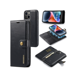 iPhone 14 Plus - DG.MING™ Vintage 2-In-1 Læder Etui M. Cover - Sort