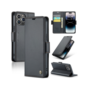 iPhone 14 Pro - CaseMe™ Neo Læder Cover / Pung - Sort