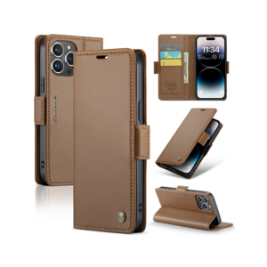 iPhone 14 Pro Max - CaseMe™ Neo Læder Cover / Pung - Brun