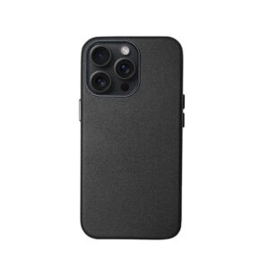 iPhone 15 Pro Max - DELUXE™ Grain Læder Bagside Cover - Sort