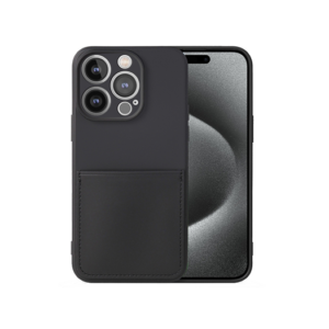iPhone 15 Pro Max - Deluxe™ Soft Touch Silikone Cover M. Kortholder- Sort