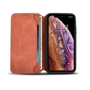 iPhone XS Max - Realike™ Folio Læder Cover M. Kortholder - Brun