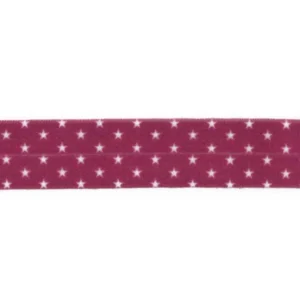 Foldeelastik M/Stjerner, Pink, 19 MM