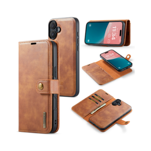 iPhone 16 Plus - DG.MING™ Vintage 2-In-1 Læder Etui M. Cover - Brun