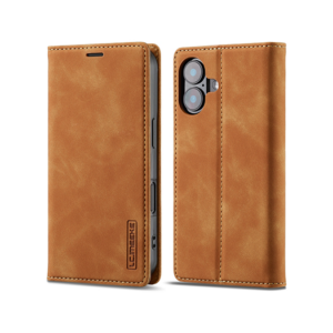 iPhone 16 Plus - LC.IMEEKE™ Læder Cover M. Kortholder - Brun