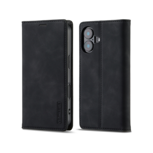 iPhone 16 Plus - LC.IMEEKE™ Læder Cover M. Kortholder - Sort