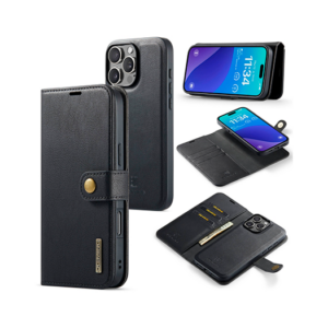 iPhone 16 Pro - DG.MING™ Vintage 2-In-1 Læder Etui M. Cover - Sort