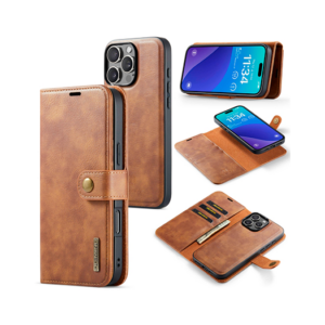 iPhone 16 Pro Max - DG.MING™ Vintage 2-In-1 Læder Etui M. Cover - Brun