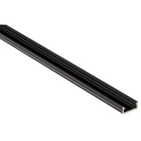 Indendrs LED strip aluprofil, 16x6 mm, sort, Type D, IP20, 1 meter, inkl. lg i hvid creme (51% lys)